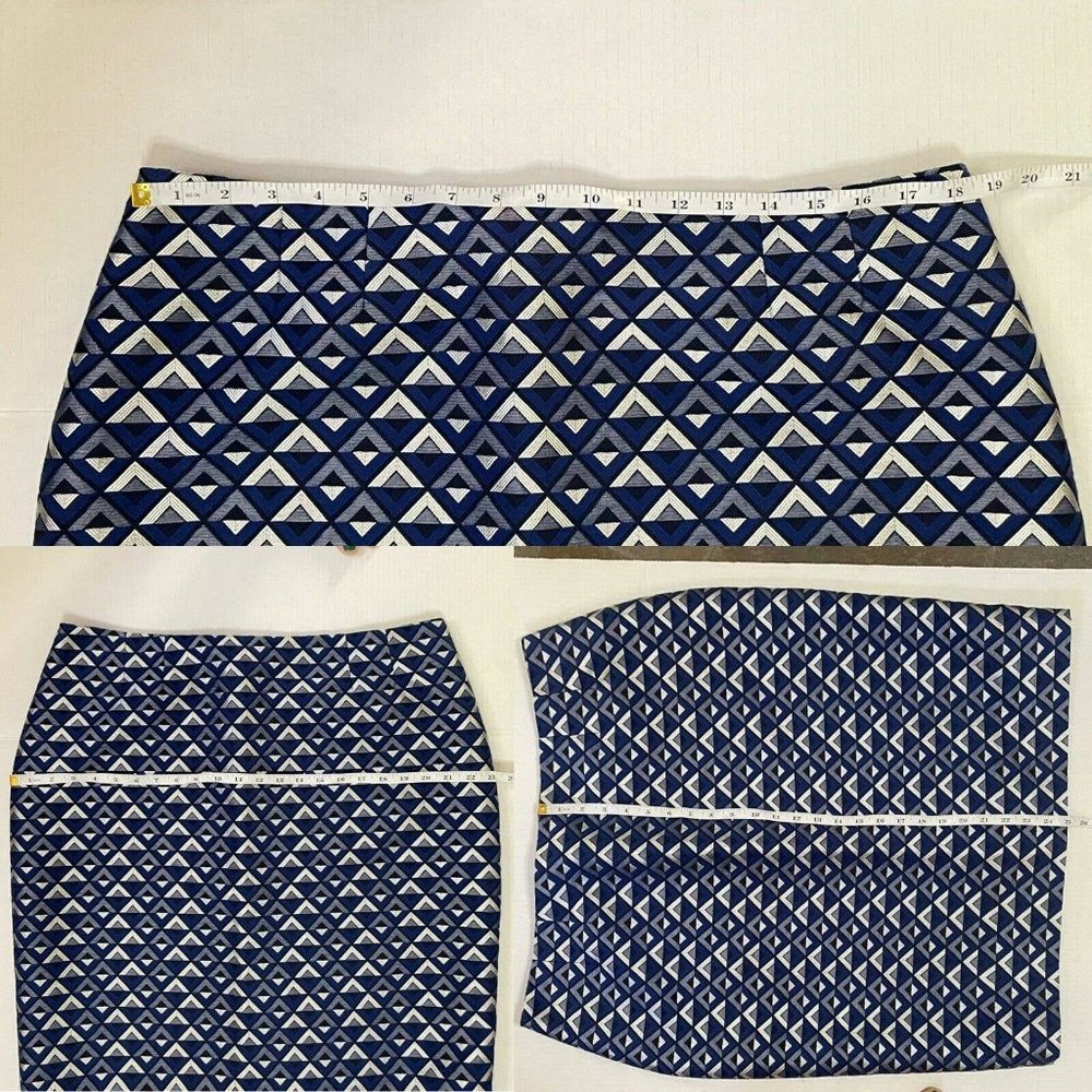 Jones Studio Separates Blue & Silver Diamonds Patterned Pencil Skirt Size 16 - Picture 11 of 12